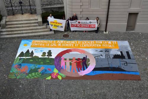 The activists in front of the Vaud parliament